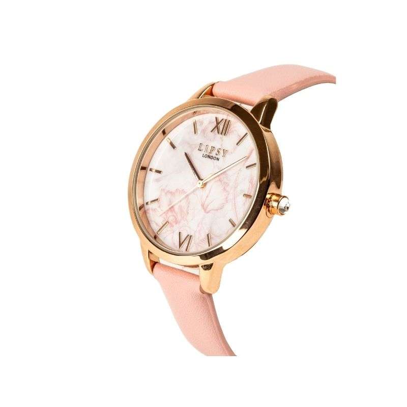 Lipsy Pink Strap Pink Floral Print Dial Watch LP975