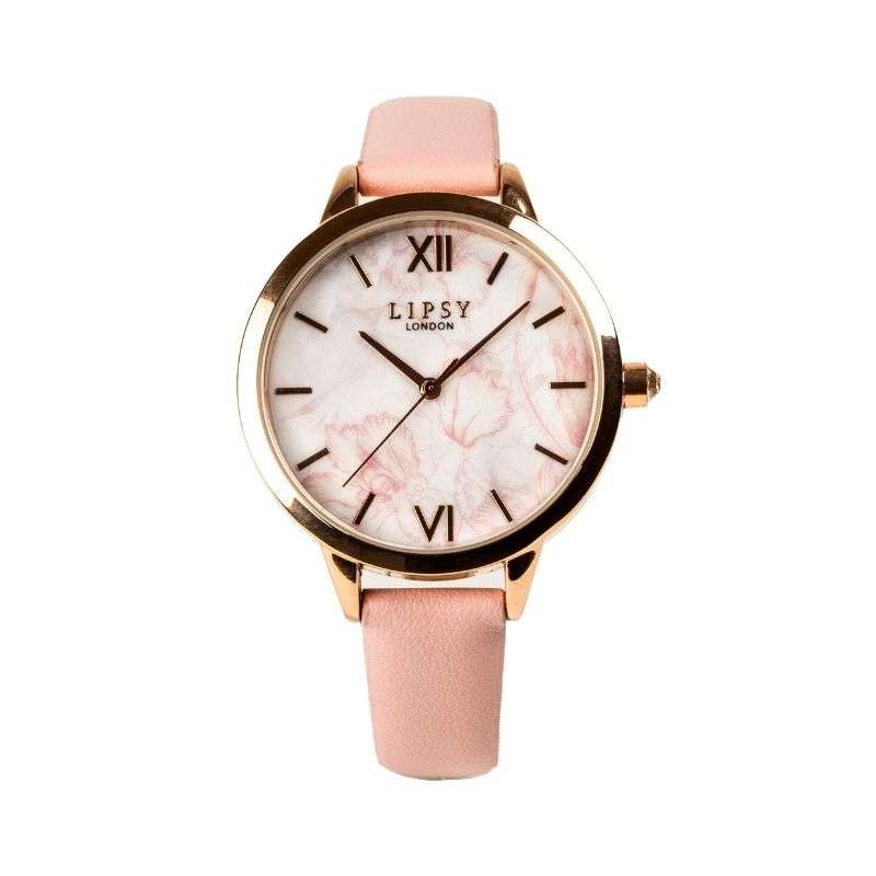 Lipsy Pink Strap Pink Floral Print Dial Watch LP975