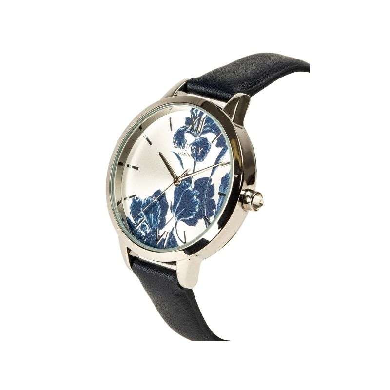 Lipsy Blue Strap Blue Silver Floral Print Dial Watch LP976
