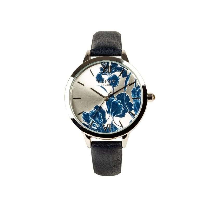 Lipsy Blue Strap Blue Silver Floral Print Dial Watch LP976