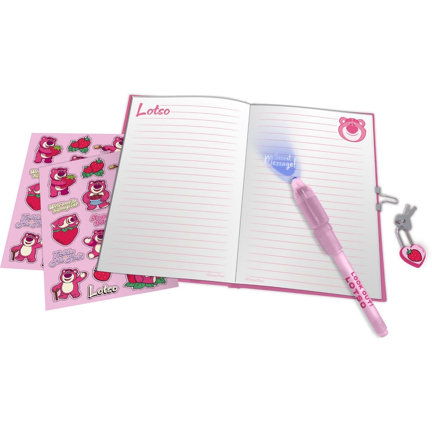 Kids Film And Cartoon 6 Piece Locked Diary Magic Ink Set Lotso Toy Story Pen LTS00011