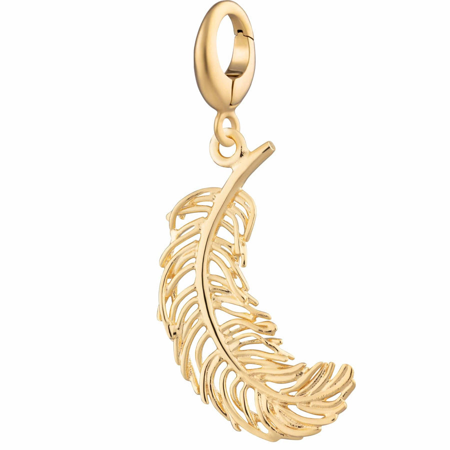 Large Gold Plated Feather Charm CGFL