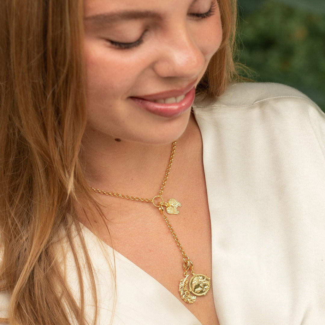 Large Gold Plated Feather Charm CGFL