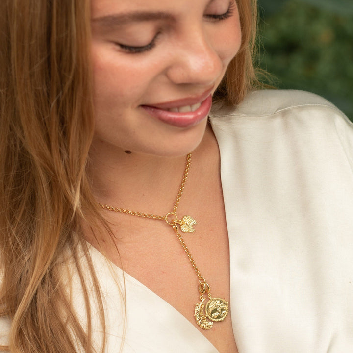 Large Gold Plated Feather Charm CGFL