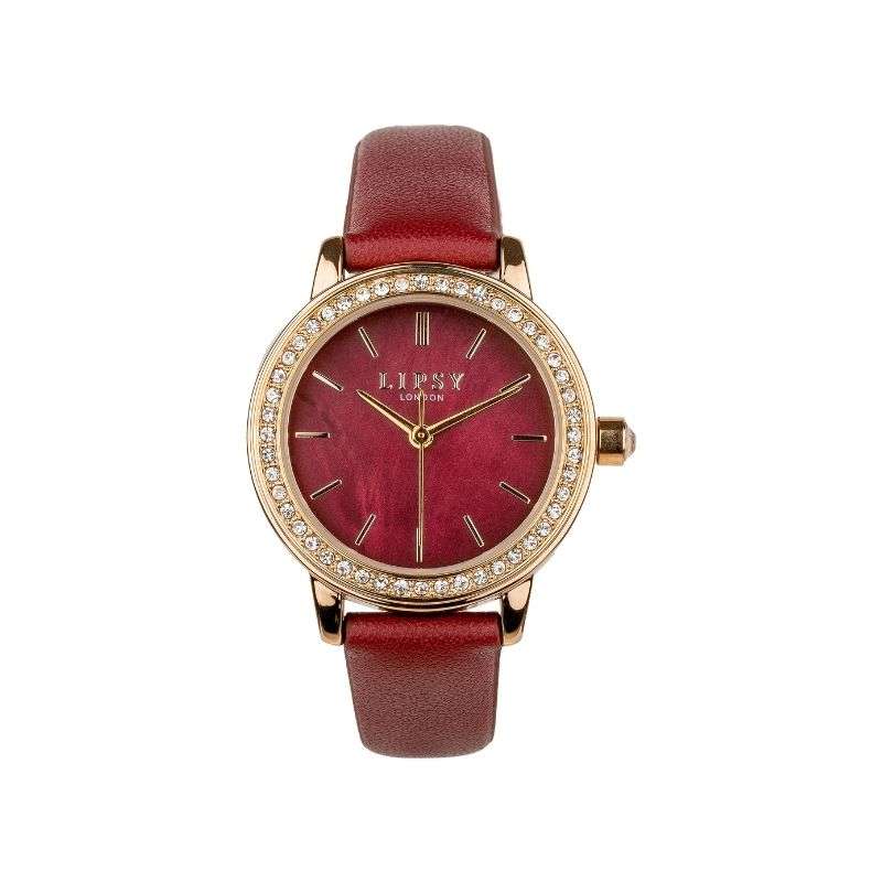 Lipsy Berry Strap Berry Marble Dial Stone Set Bezel Watch LP969