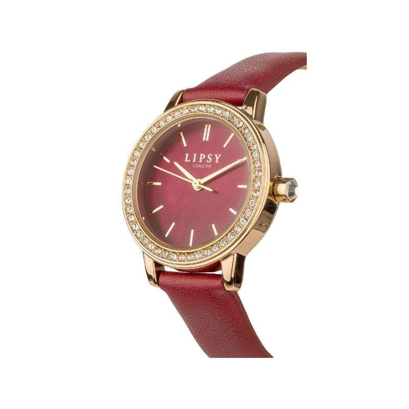 Lipsy Berry Strap Berry Marble Dial Stone Set Bezel Watch LP969