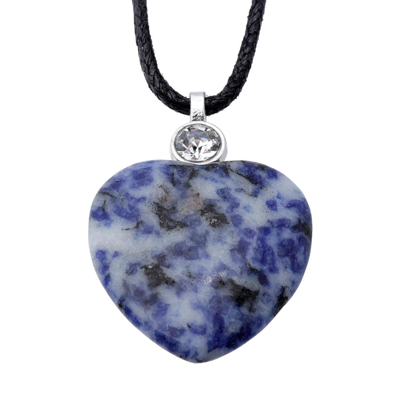 Healing Stone Gemstone Heart Shaped Pendant Necklace MIN01