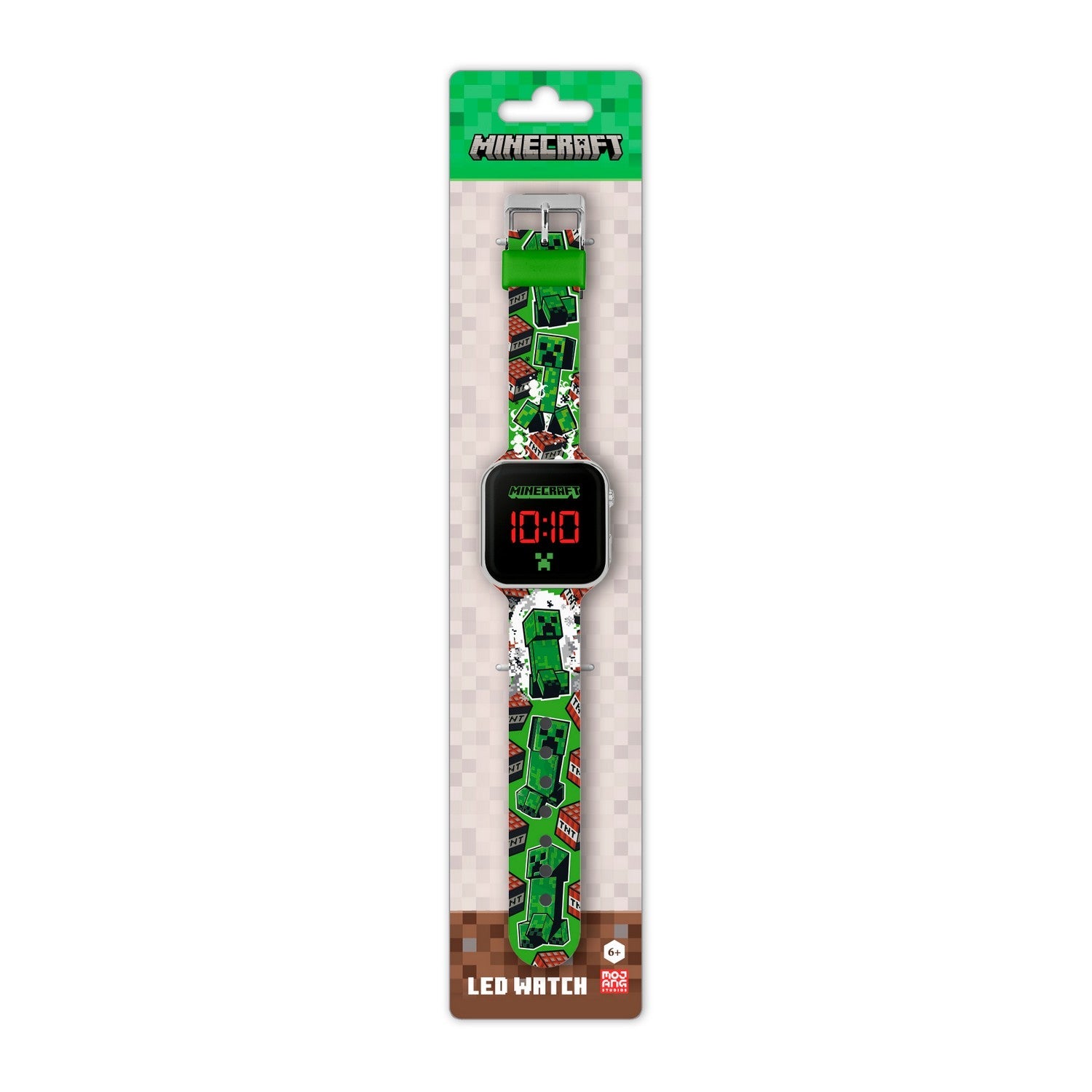 Gaming Minecraft Creeper Tnt Printed Strap Led Watch MIN4181