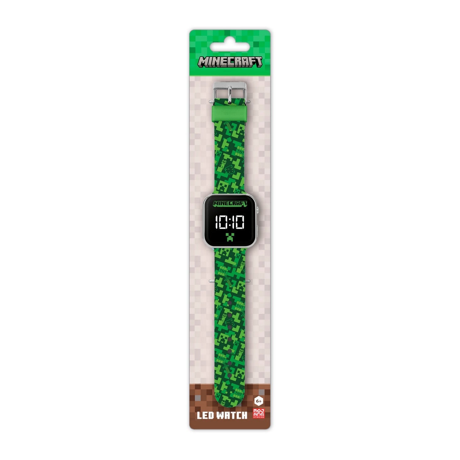 Gaming Minecraft Kreeper Printed Strap Led Green Watch MIN4273