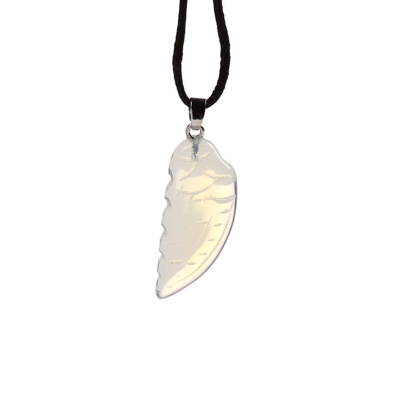 Healing Stone Gemstone Angel Wing Shaped Pendant Necklace MIN49
