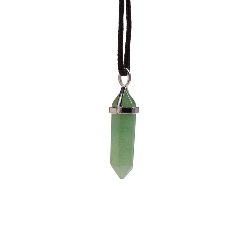 Healing Stone Gemstone Double Terminated Shaped Pendant Necklace MIN53