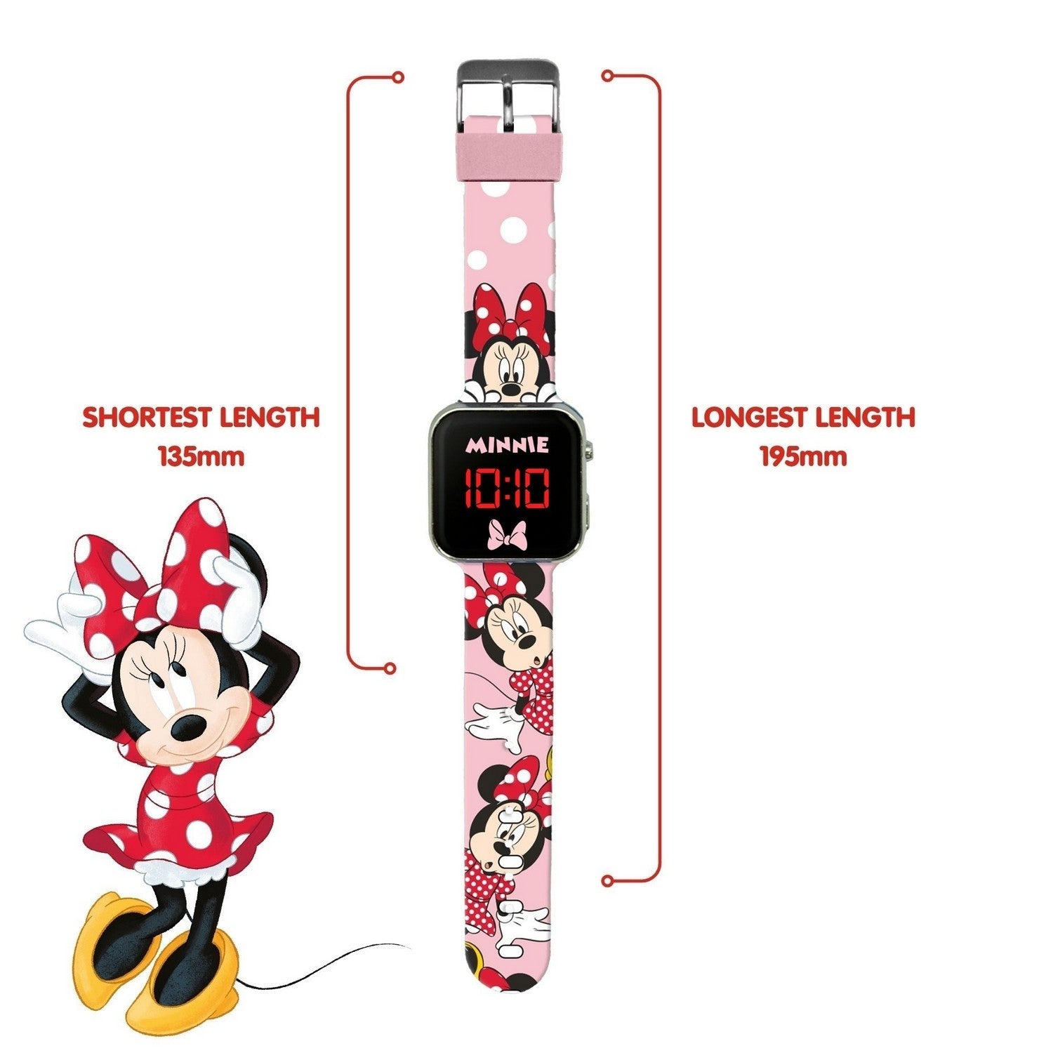 Disney Mickey & Minnie Led Red Watch MN4369