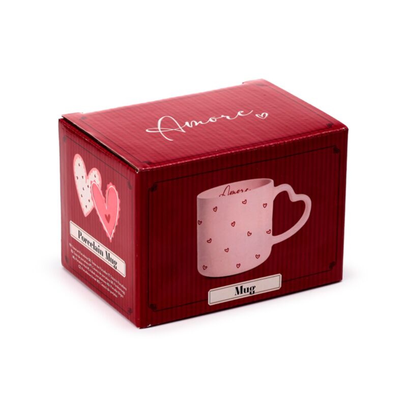 Amore Heart Porcelain Shaped Handle Mug MUG496