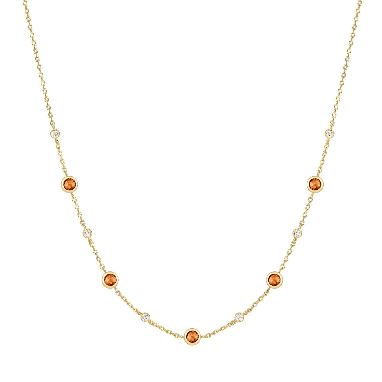 Gold Nano Gem Station Necklace N066-01G