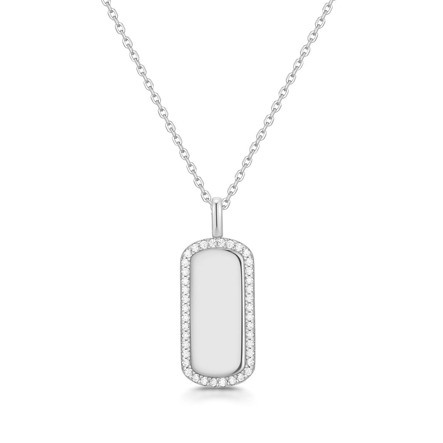 Silver Sparkling Tag Necklace N067-02H