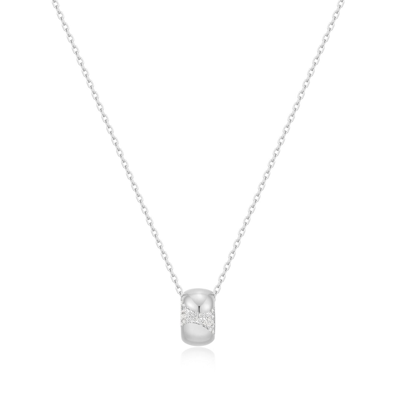 Ania Haie Silver Puffed Rivulet Pavé Necklace N072-03H