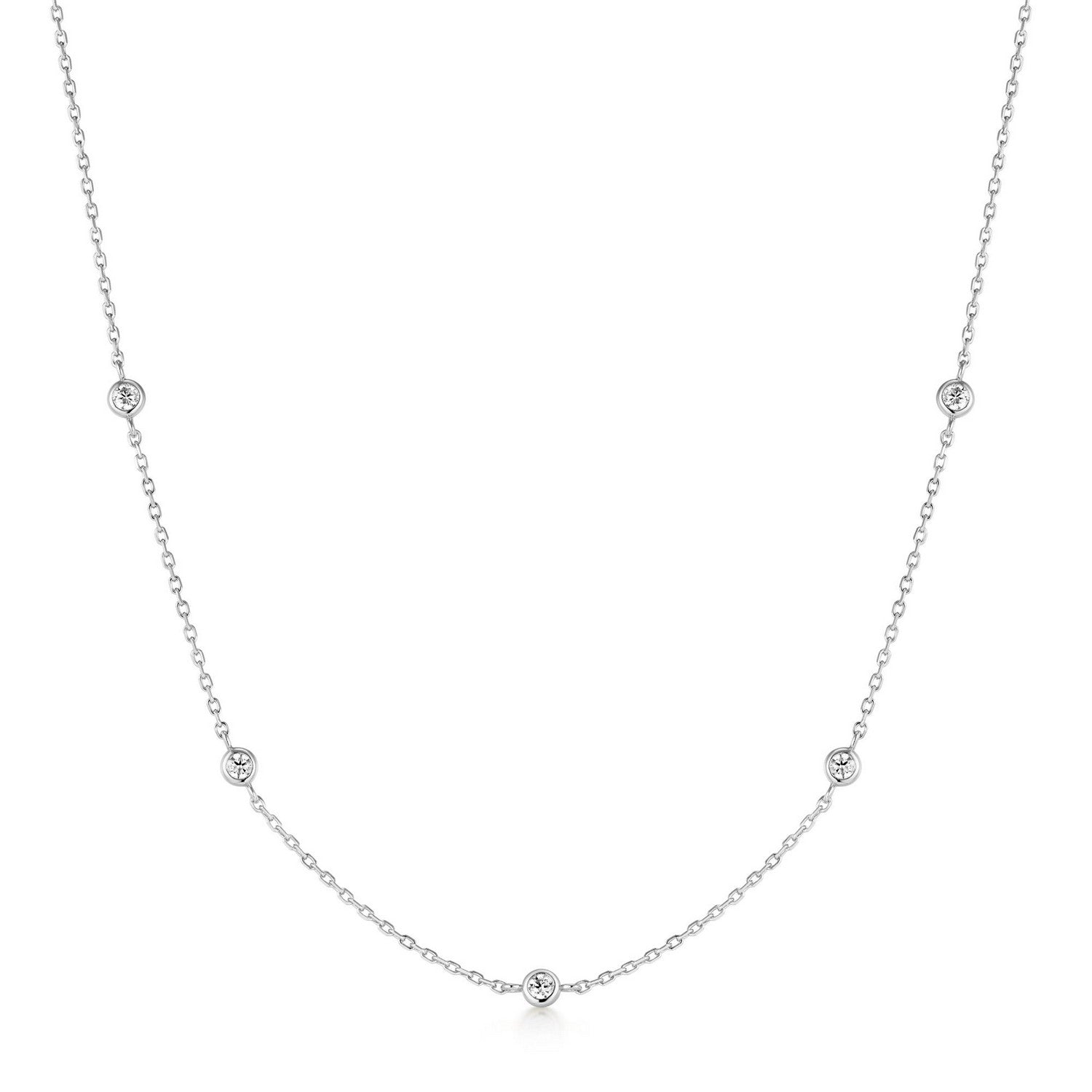 Ania Haie Silver Classic Bezel-Set Station Necklace N074-02H