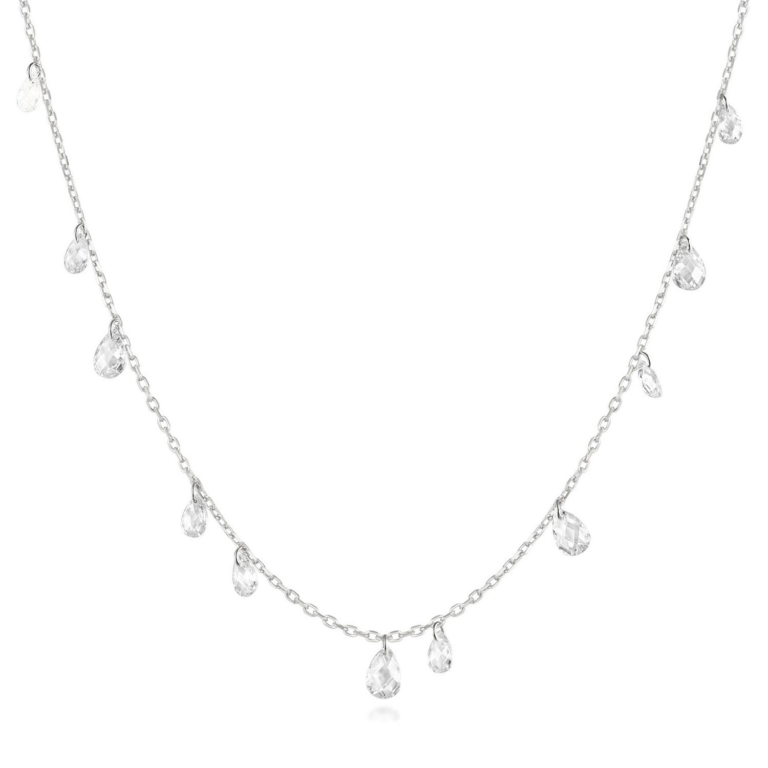 Ania Haie Fluid Light Silver Ethereal Teardrop Dangle Station Necklace N078-01H
