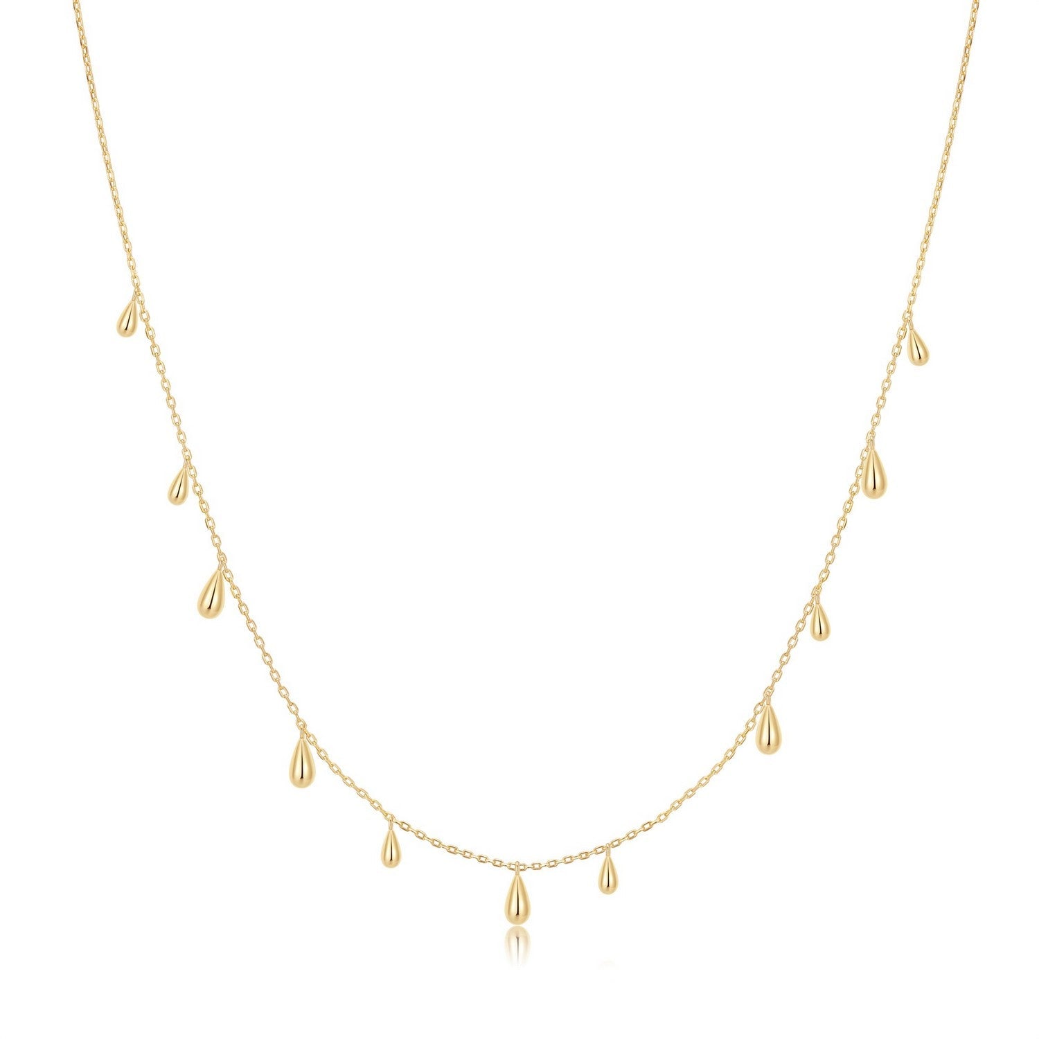 Ania Haie Fluid Light Gold Polished Teardrop Dangle Station Necklace N078-02G