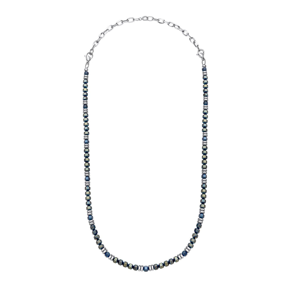 55cm Hematite Blue And Green Bead Adjustable Necklace N4651L