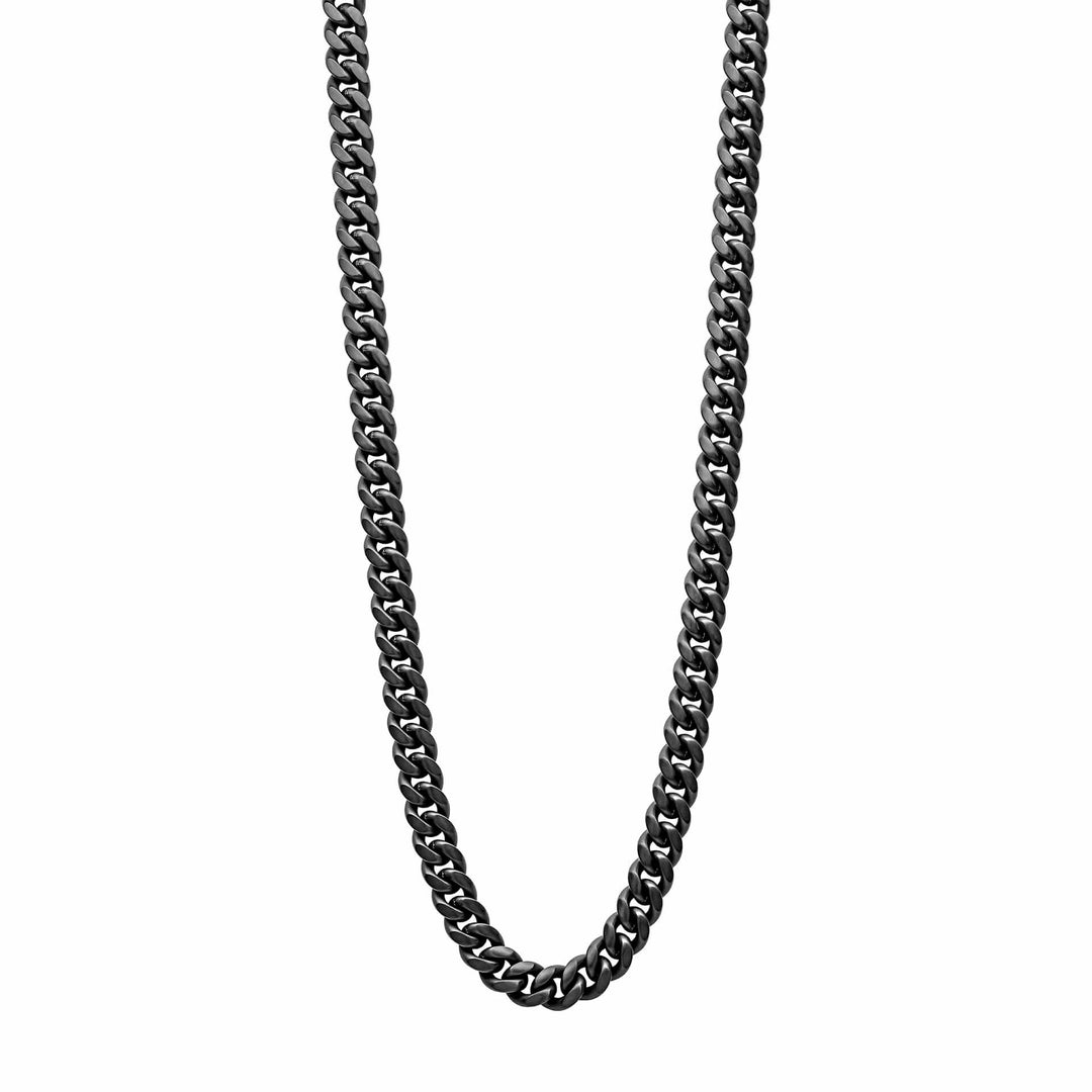 50cm Stainless Steel Black Brushed Curb Chain Necklace N4653B