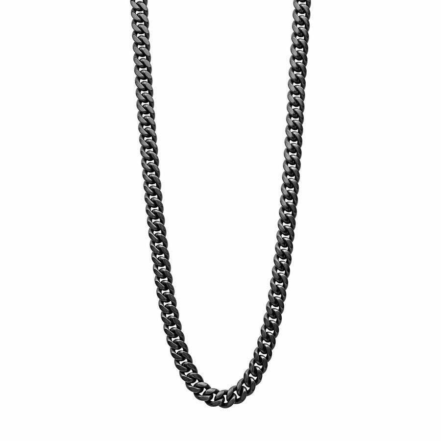 50cm Stainless Steel Black Brushed Curb Chain Necklace N4653B