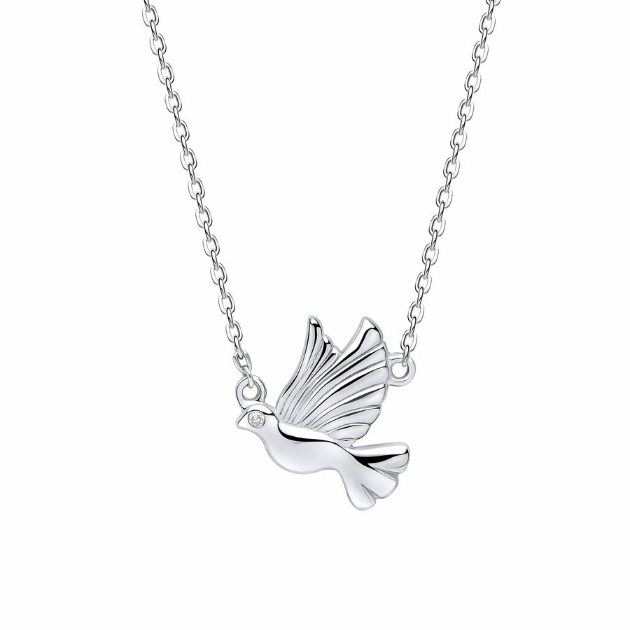 D for Diamond Sterling Silver Dove Necklace N4658