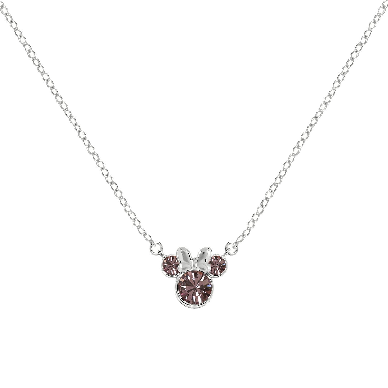 Disney Mickey & Minnie Sterling Silver 925 16" Mouse February Cz Necklace N905424SFEBL-16.PH