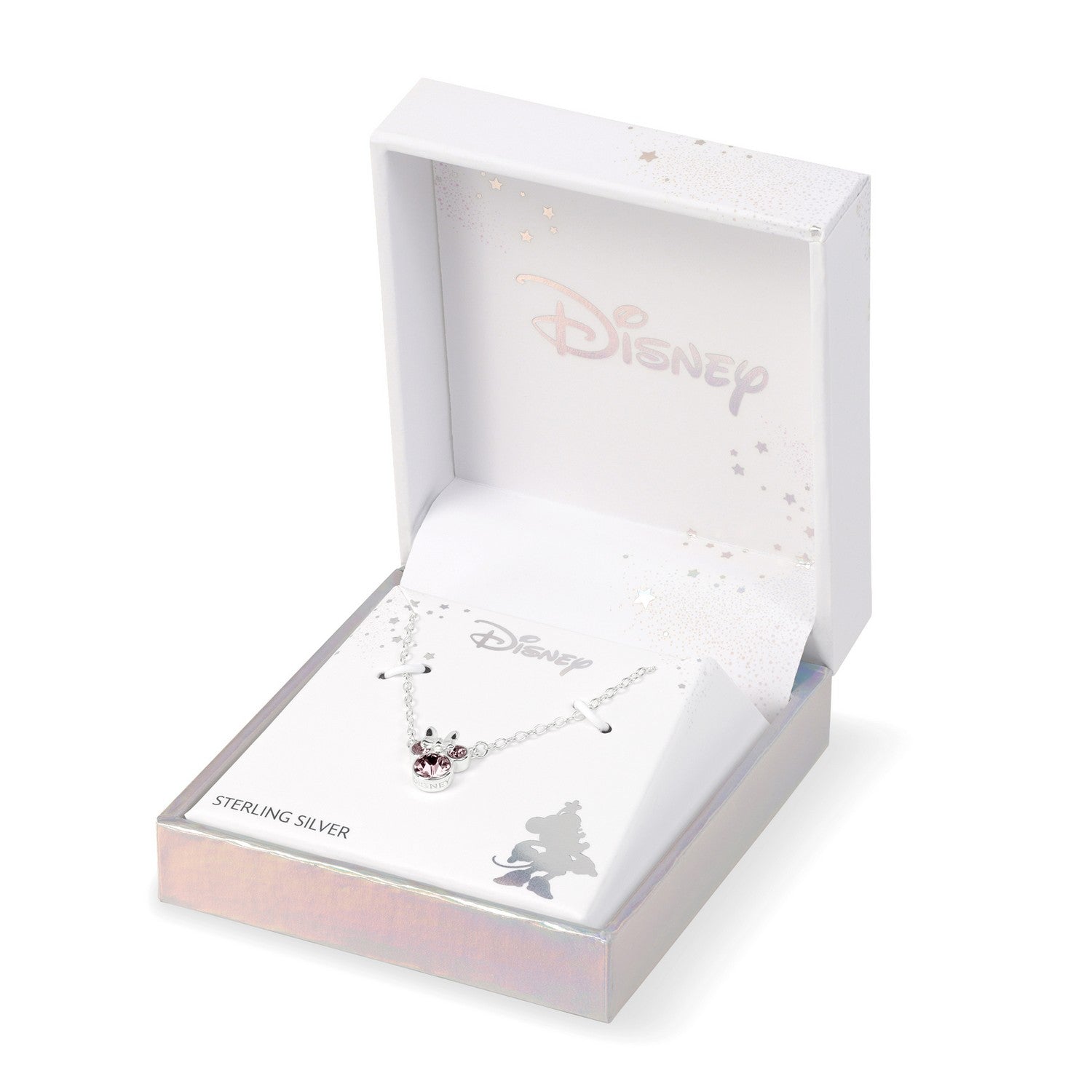 Disney Mickey & Minnie Sterling Silver 925 16" Mouse February Cz Necklace N905424SFEBL-16.PH