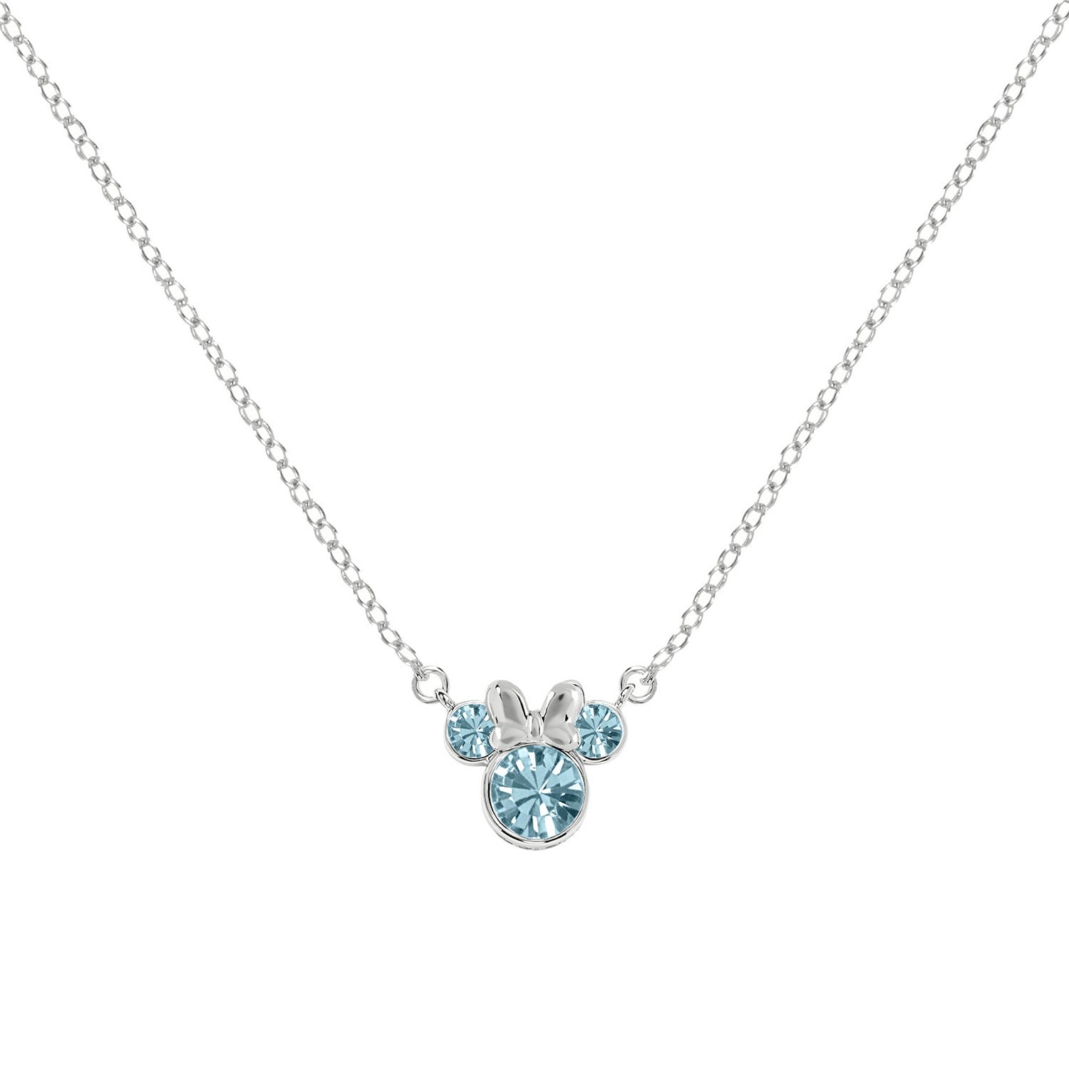 Disney Mickey & Minnie Sterling Silver 925 16" Mouse March Cz Necklace N905424SMARL-16.PH