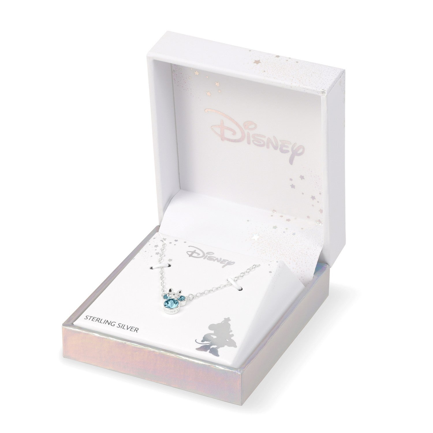 Disney Mickey & Minnie Sterling Silver 925 16" Mouse March Cz Necklace N905424SMARL-16.PH