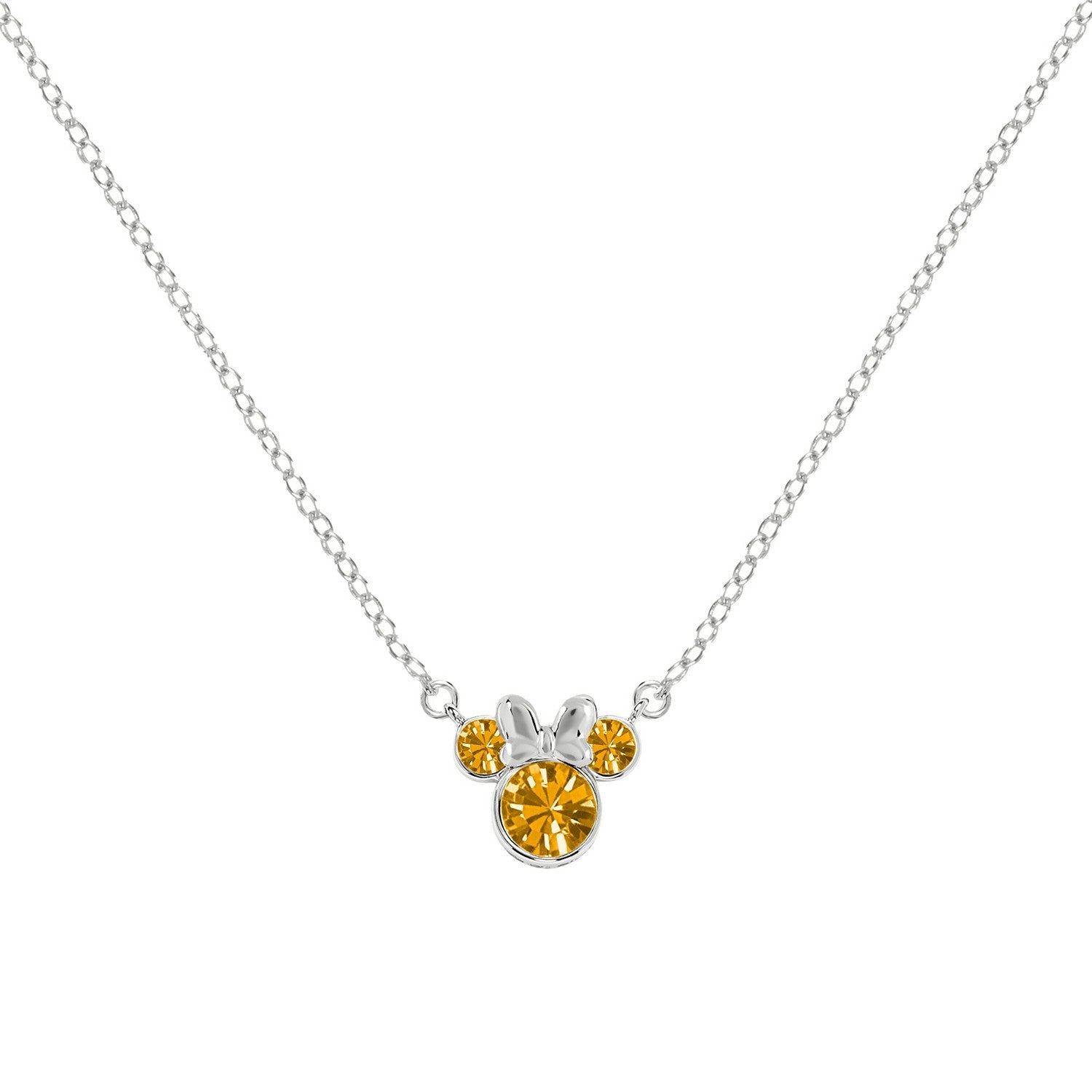 Disney Mickey & Minnie Sterling Silver 925 16" Mouse November Cz Necklace N905424SNOVL-16.PH