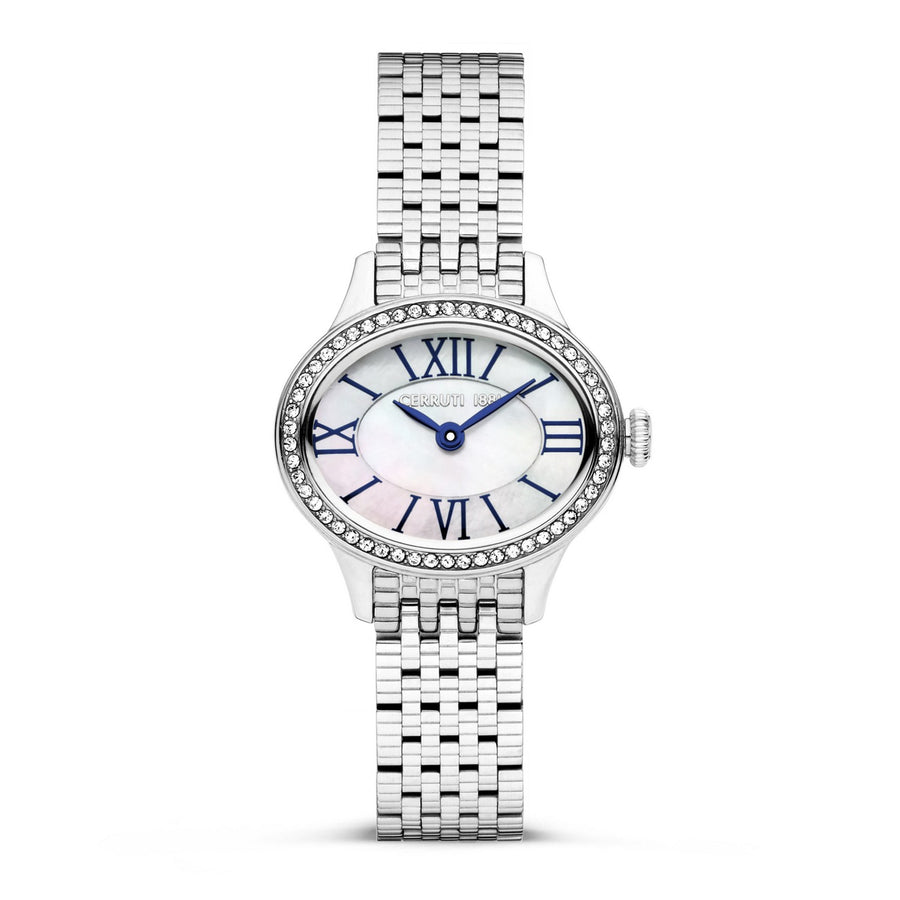 Cerruti Silver Bracelet White Pearl Dial Watch CIWLG0012202