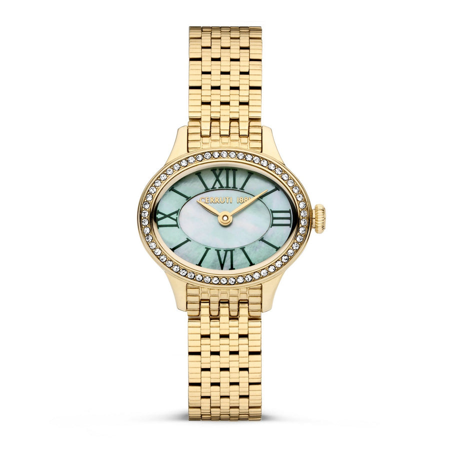Cerruti Gold Bracelet Green Pearl Dial Watch CIWLG0012203