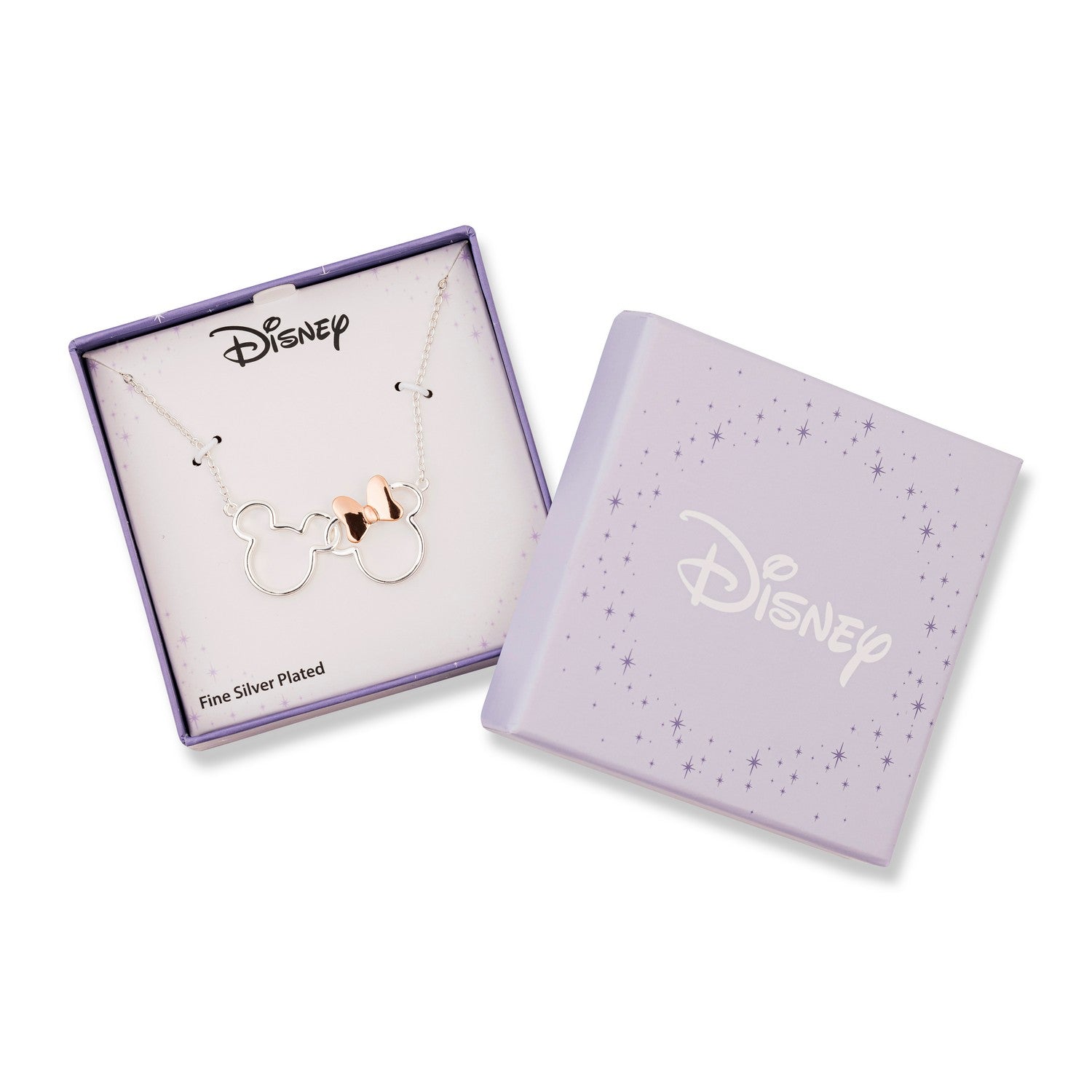 Disney Mickey & Minnie And Silver Plated Sterling Necklace NF00287TL-18.PH