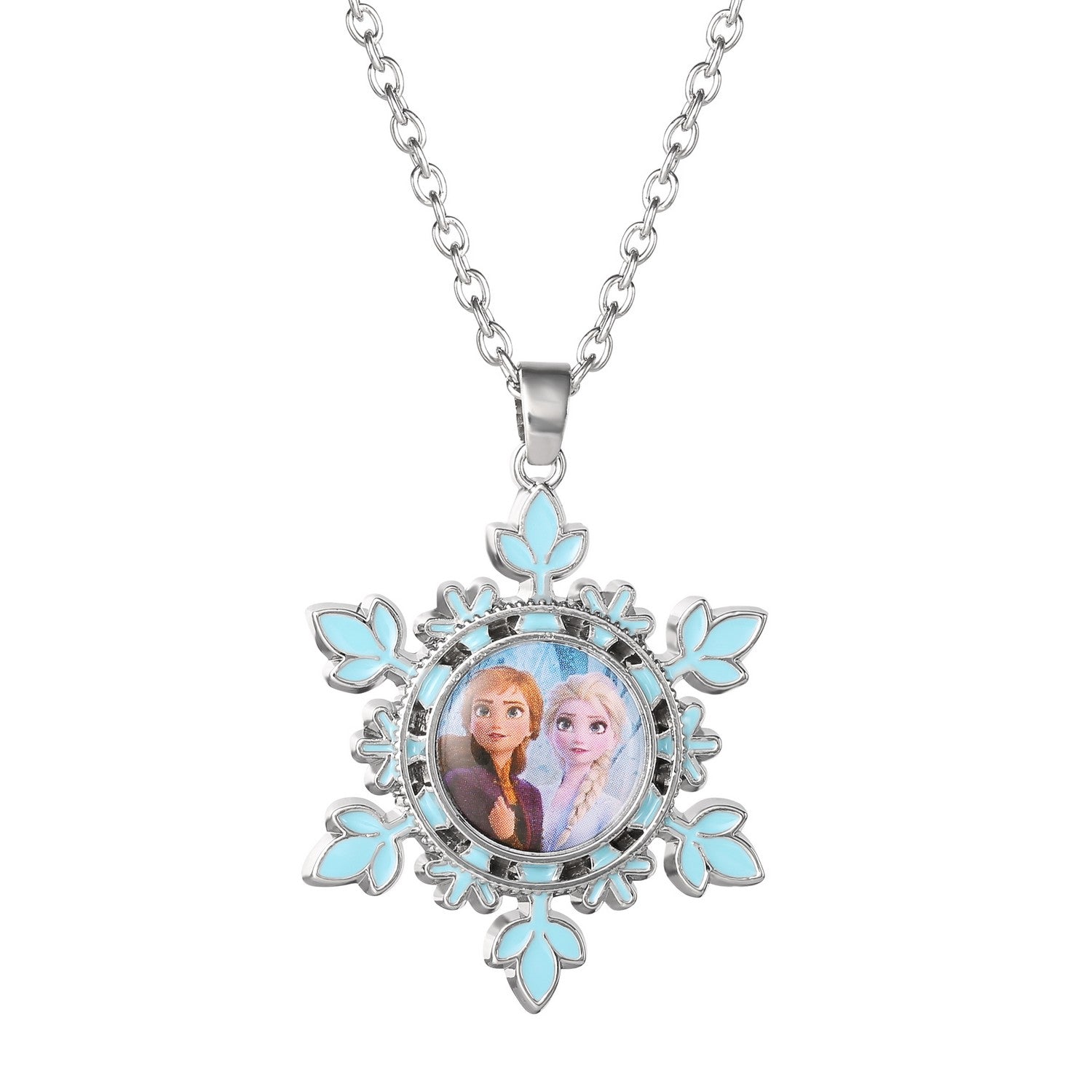 Disney Frozen Ana & Elsa Snowflake Multicoloured Enamel 16" Neckalce NH00830RL-16.PH