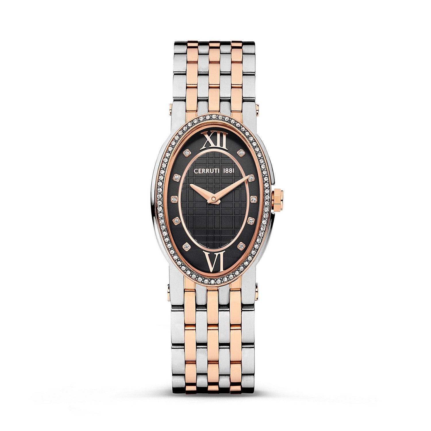 Cerruti Two Tone Bracelet Black Dial Watch CIWLG2226103