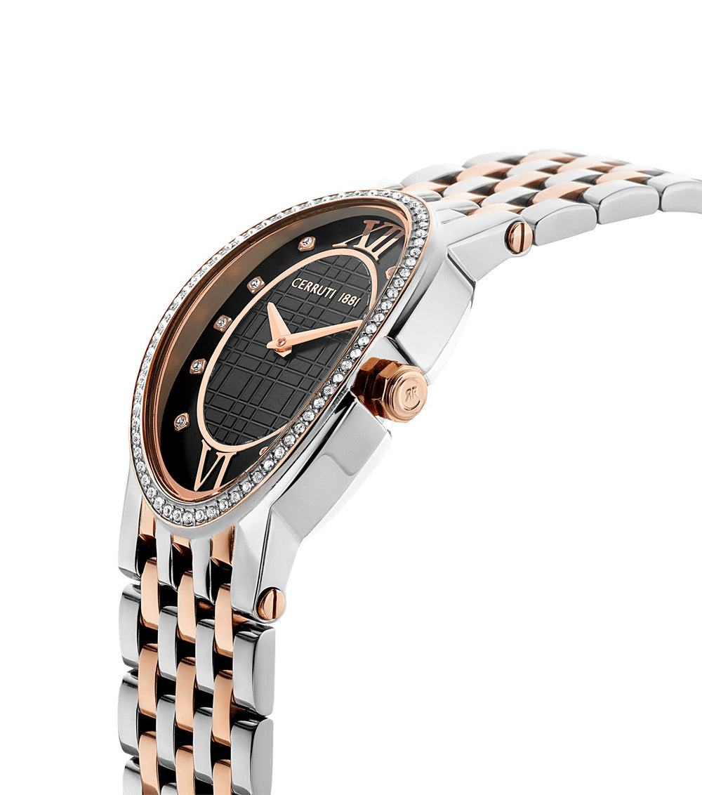 Cerruti Two Tone Bracelet  Black Dial Watch CIWLG2226103