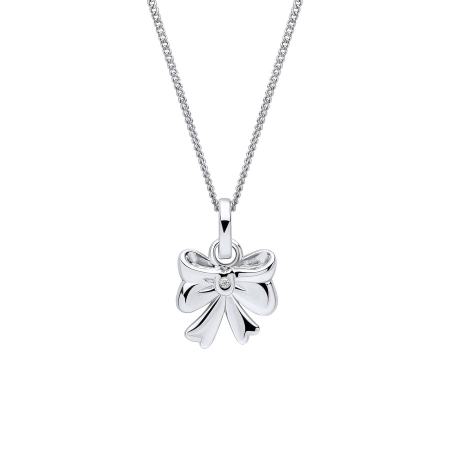 D for Diamond Sterling Silver Bow Pendant P5513