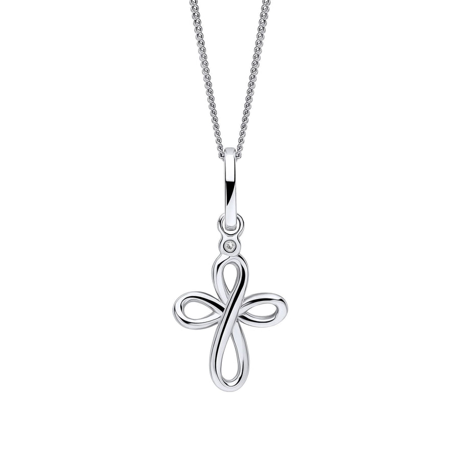 D for Diamond Sterling Silver Cross Pendant P5514