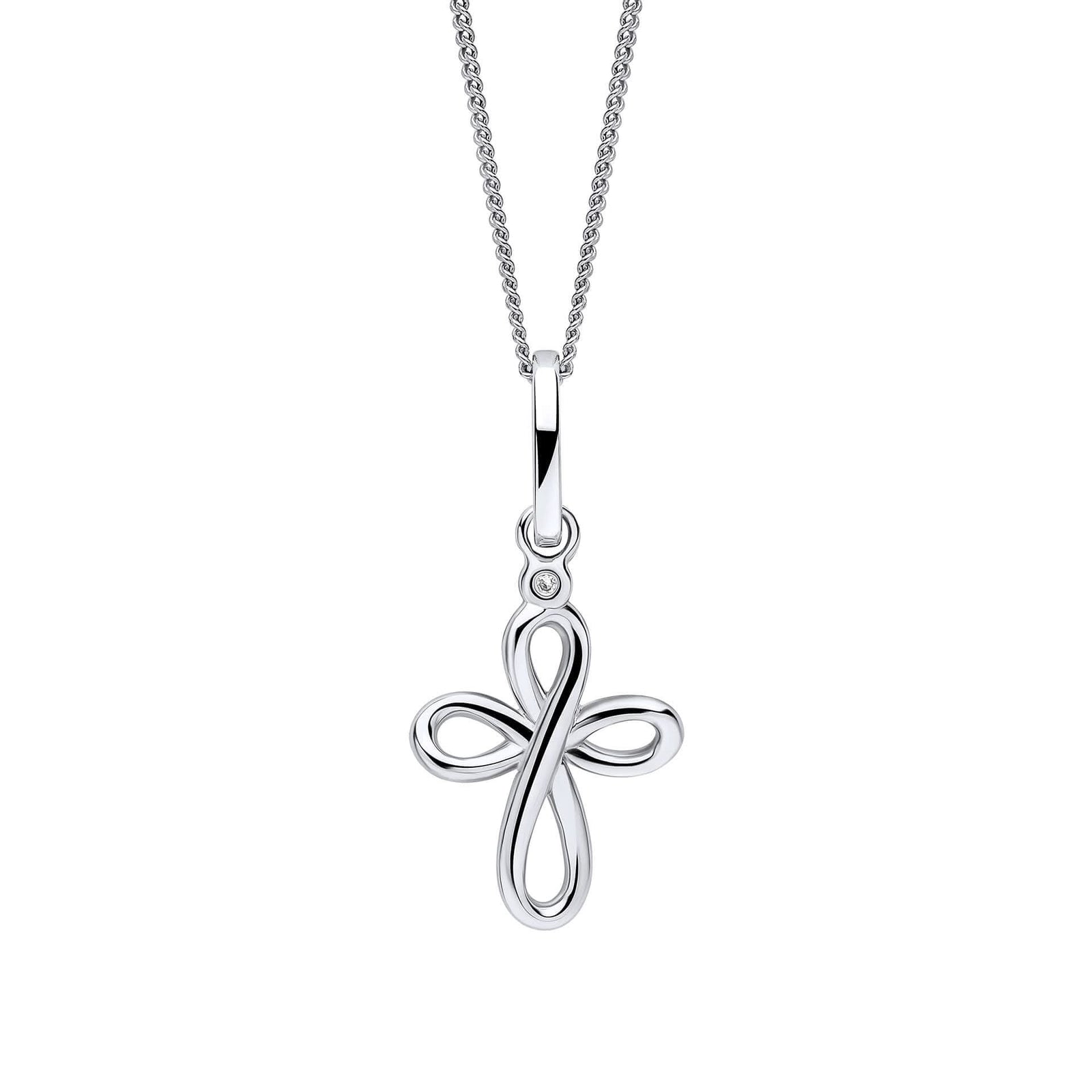 D for Diamond Sterling Silver Cross Pendant P5514