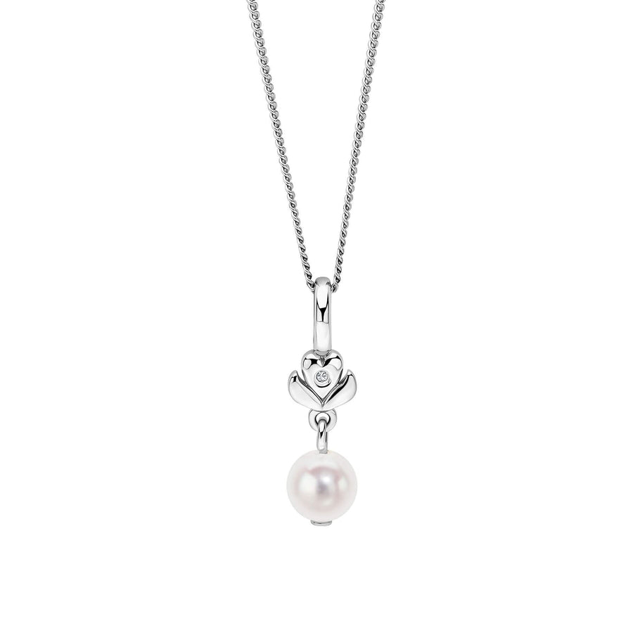 D for Diamond Sterling Silver Pearl Pendant P5515W