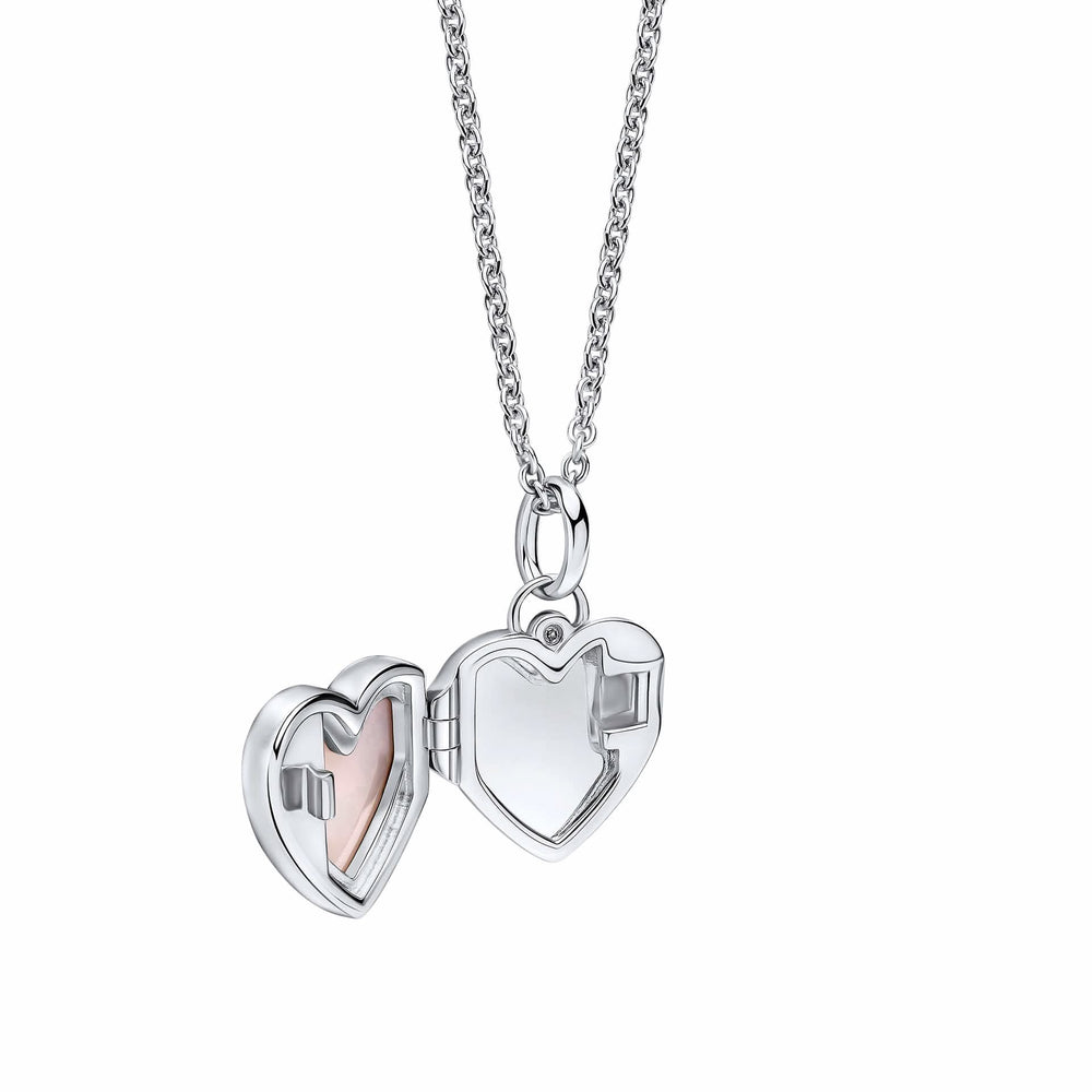 Sterling Silver Heart Locket Pearl Pendant P5516P