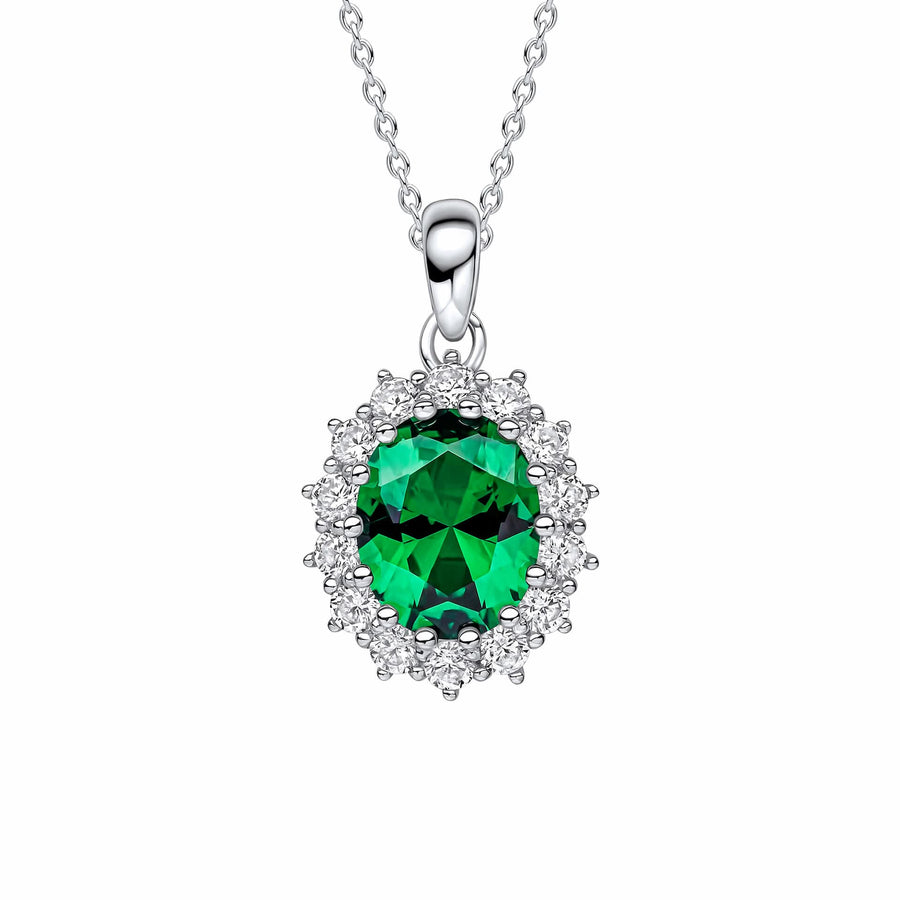 Diamonfire Oval Green Nano White Cubic Zirconia Pendant P5517