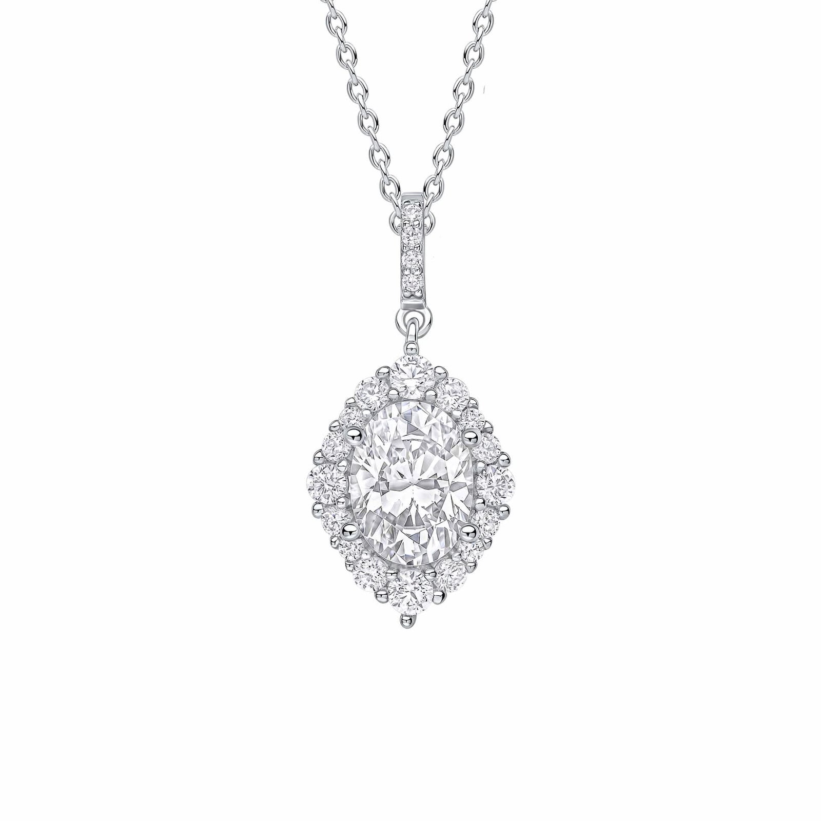 Diamonfire Cubic Zirconia Oval Cluster Pendant P5519