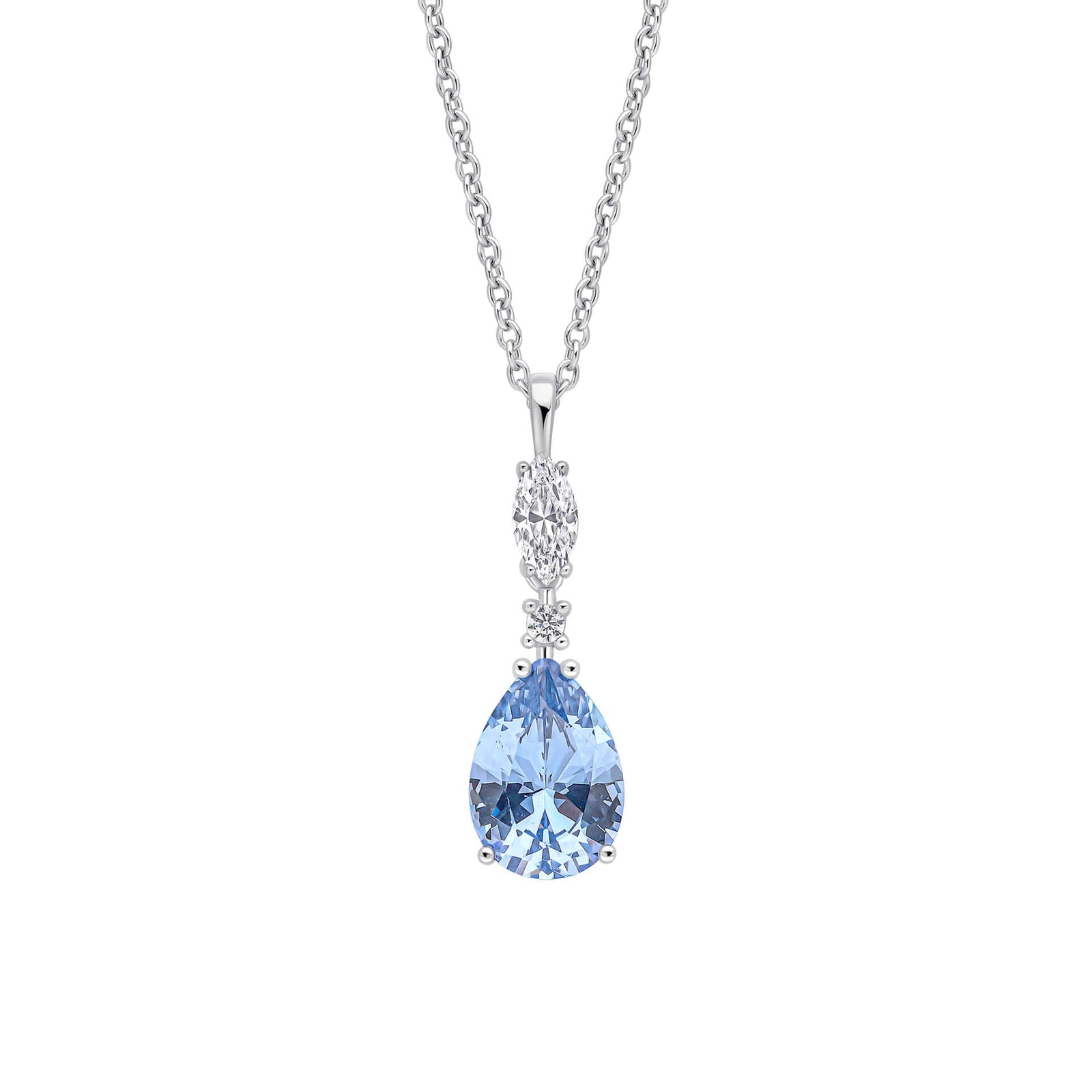 Diamonfire Clear Grey Blue Cubic Zirconia Timeless Pear Cut Pendant P5567
