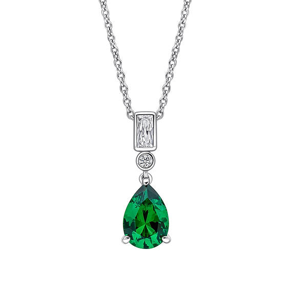 Diamonfire Clear Green Nano Cubic Zirconia Classic Cushion Cut Pendant P5576