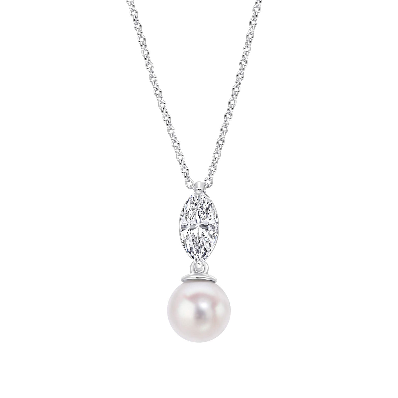 Diamonfire Clear Cubic Zirconia White Shell Pearl Statement Brilliant Cut Pendant P5582