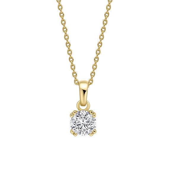 Diamonfire Gold Clear Cubic Zirconia Timeless Cushion Cut Pendant P5585