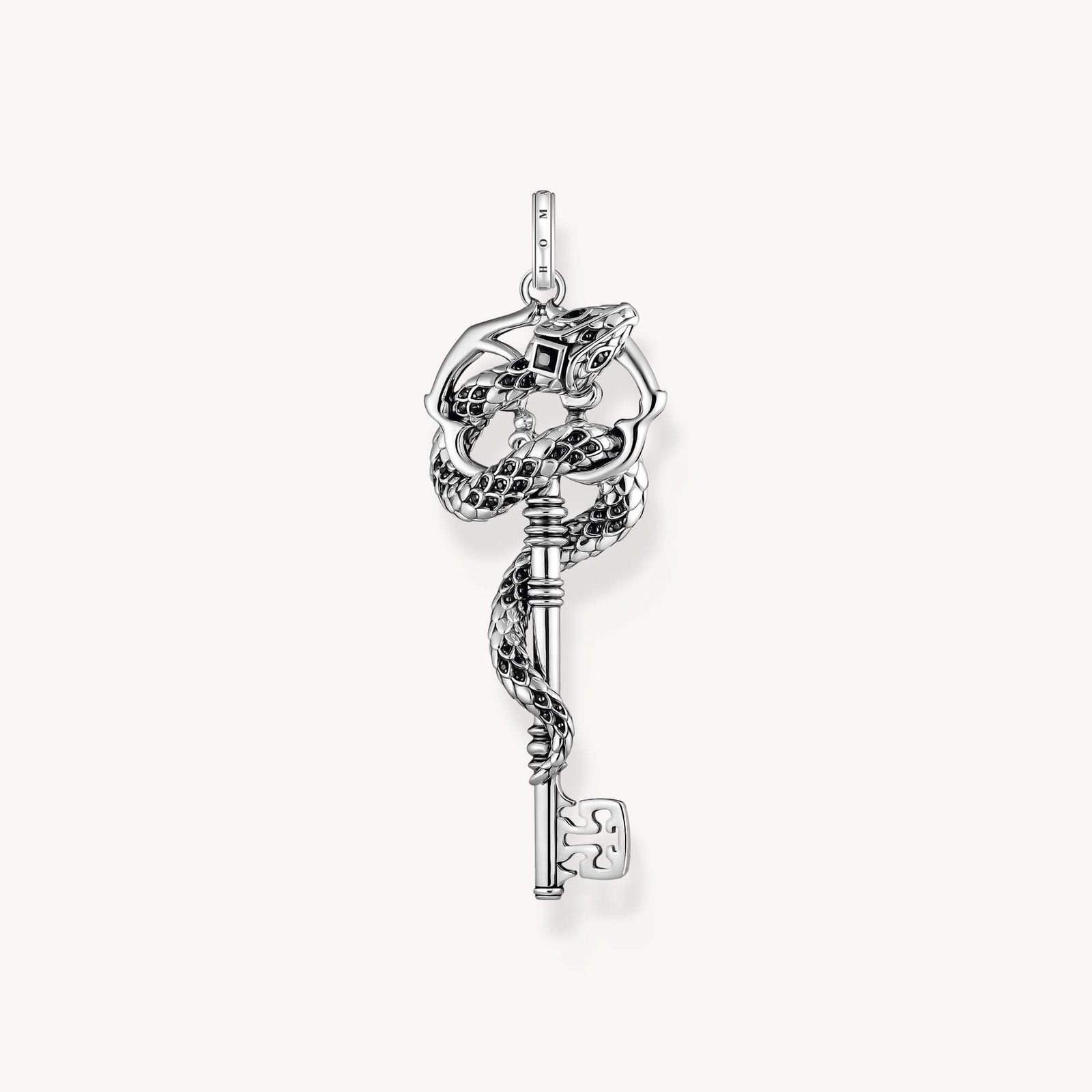 Sterling Silver Black Stones Snake Pendant PE983-691-11